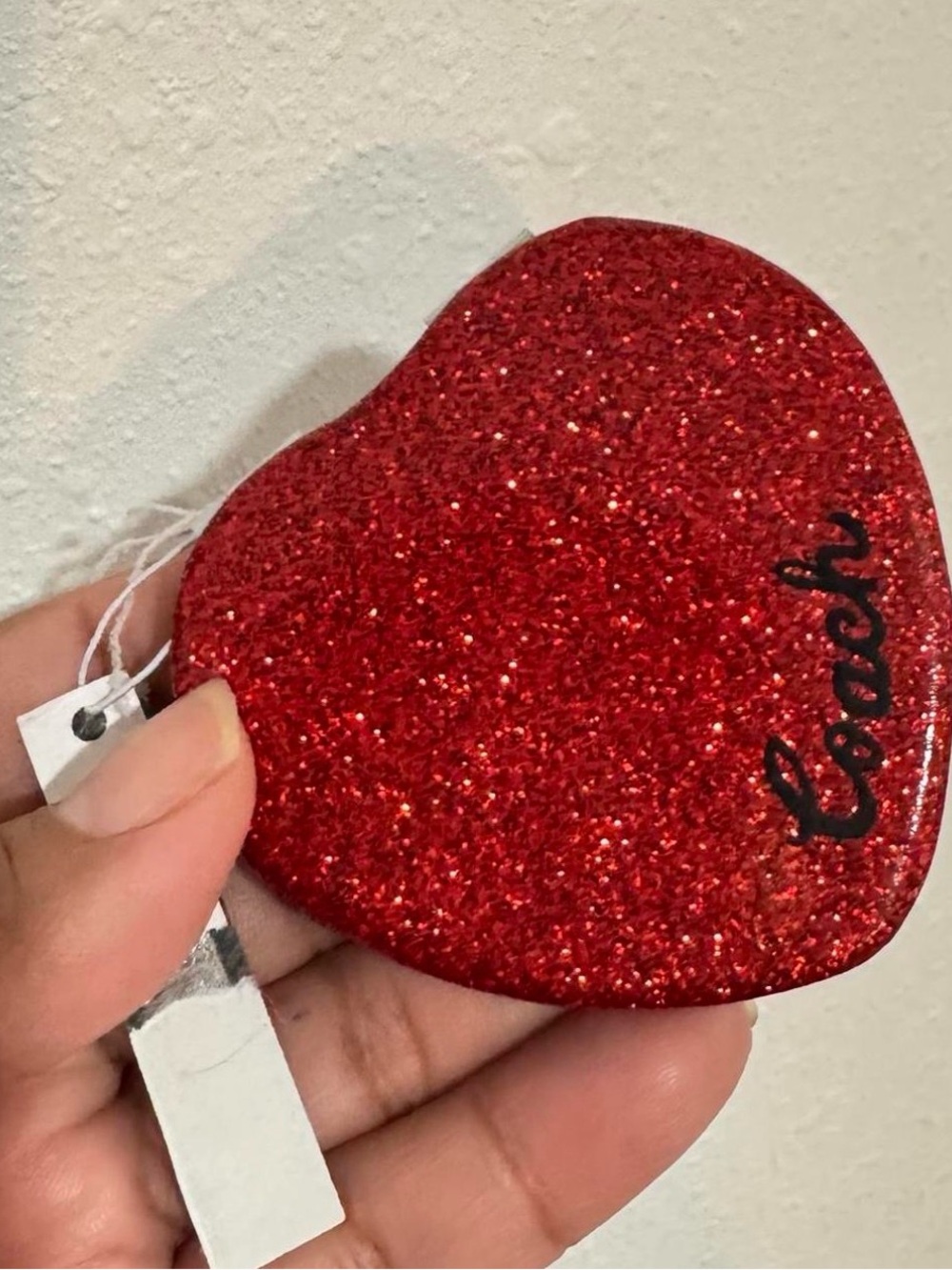 Coach Red Glitter Heart Double Side Mirror